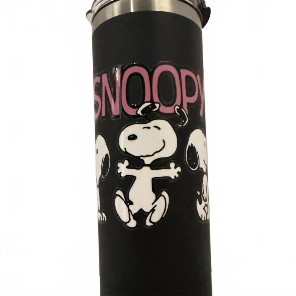 Snoopy Themed Black Travel Thermos with Handle20 oz - Picture 2 of 5